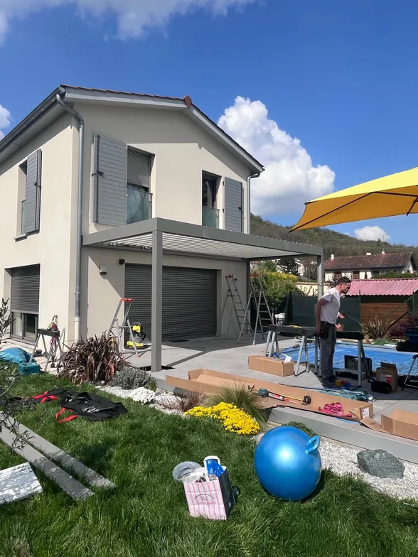 Marquise, pergola et stores sur une maison, Miribel, photo 6